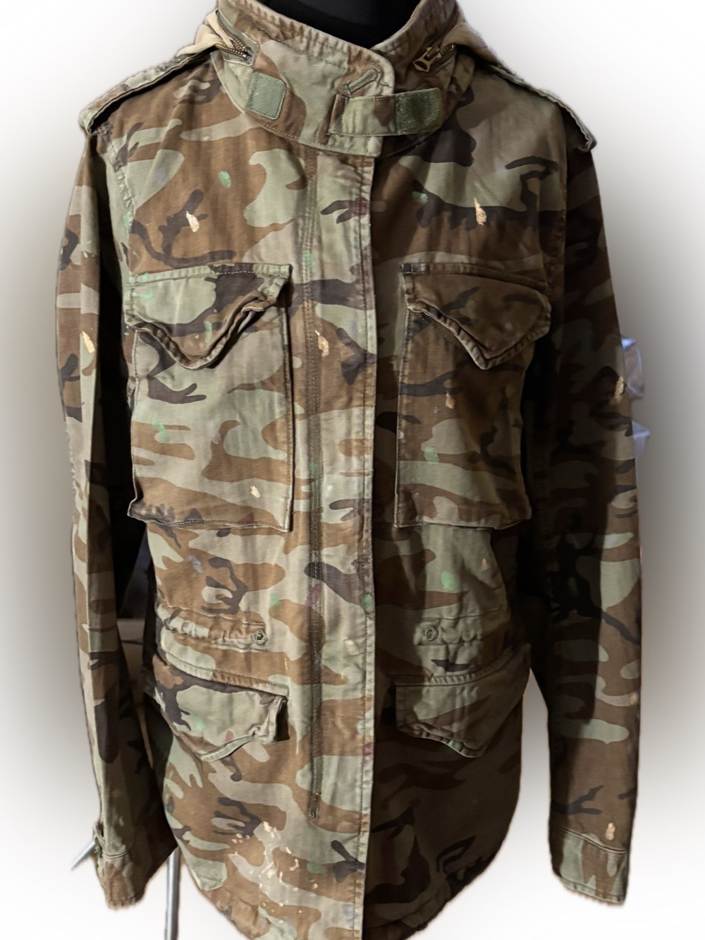 Ralph Lauren Denim & Supply Camo Utility Jacket Back American Flag Women's M